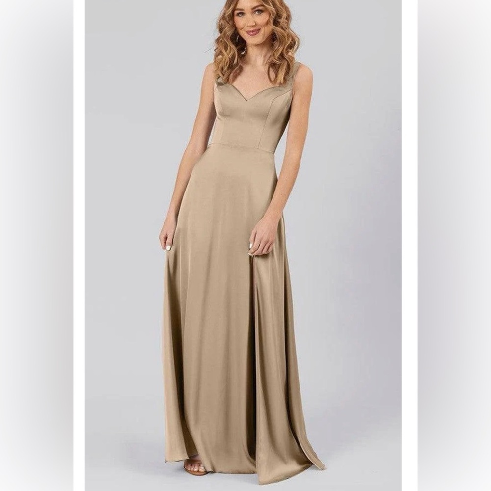 Sabrina Satin Bridesmaid Dress “Taupe”